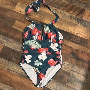 Floral Halter Women's One Piece Swimsuit